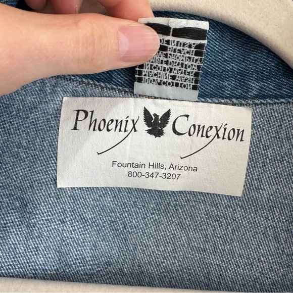 Phoenix Conexion Art To Wear Custom Signed Fringe Denim Poncho Boho Jacket - Picture 3 of 12